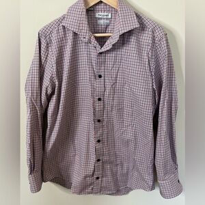 Twillory Button Up Long Sleeve Work Shirt Size 16 32/33 Blue Orange Plaid